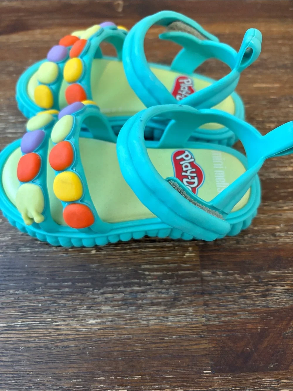 Mini Melissa Turquoise Sandals with Multicolor Bead Straps